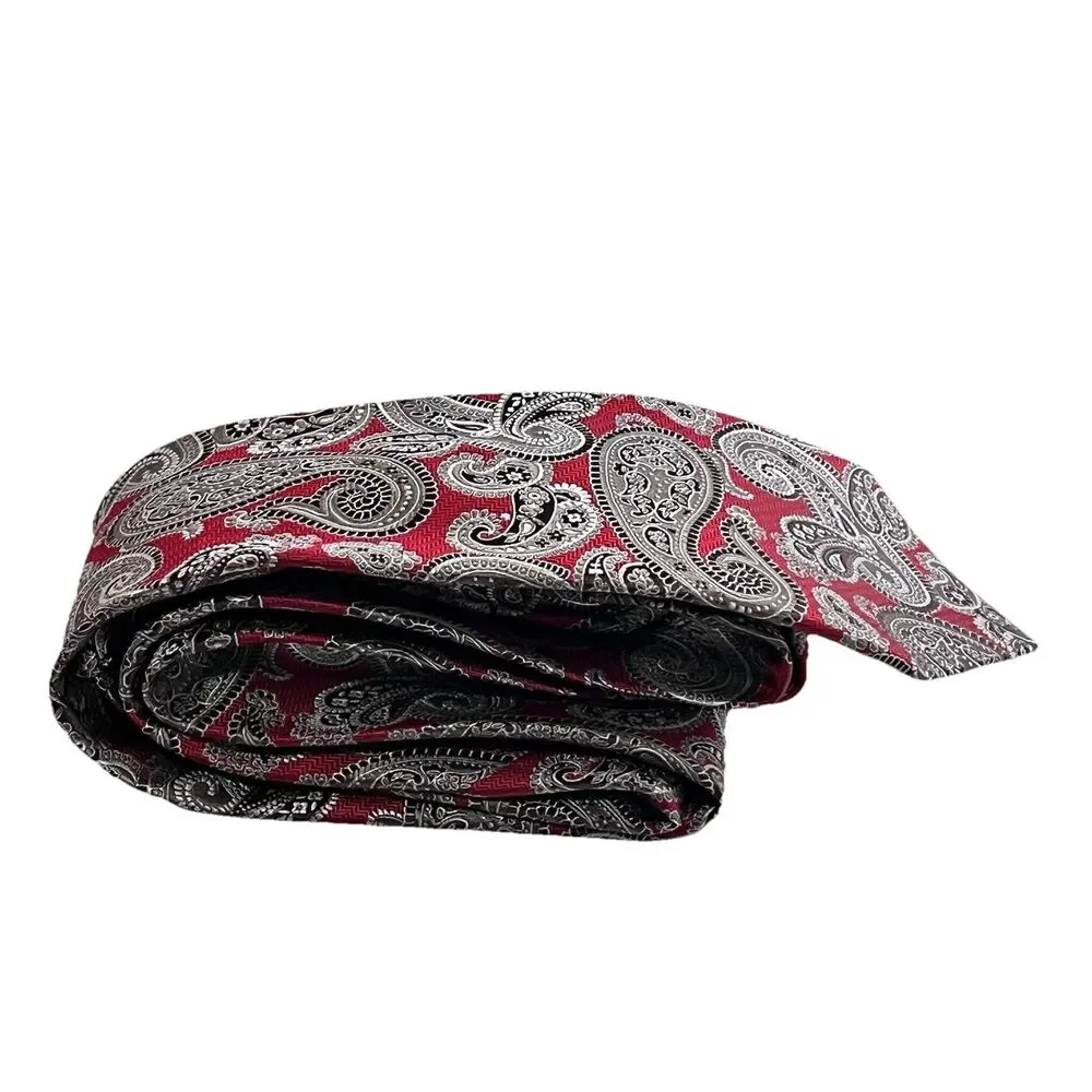 JOS. A. BANK Signature Collection Men's Silk Necktie Red Paisley 3.5”wide NWT - Picture 3 of 6